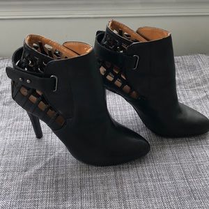 Black leather Booties